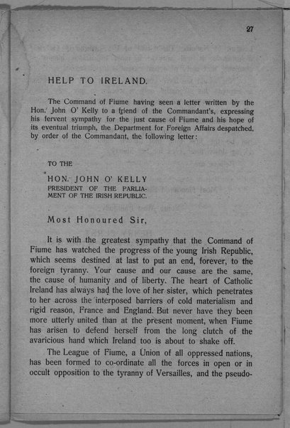 Acts and communiqués of the dapartment for foreign affairs. November 28th 1919-May 1st 1920